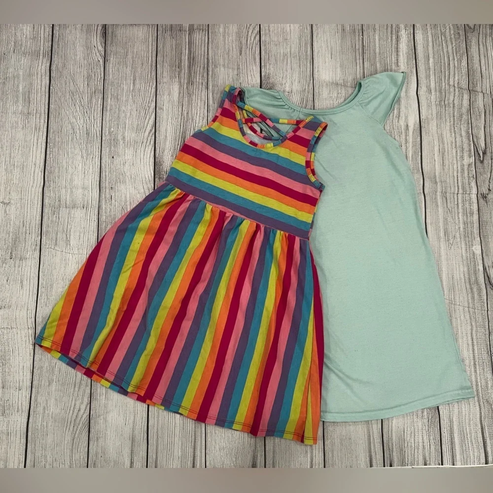Bundle of 2 :Colorful summer Striped Dress & Pineapple Graphic girls 6-7 / 7-8 - Picture 8 of 10